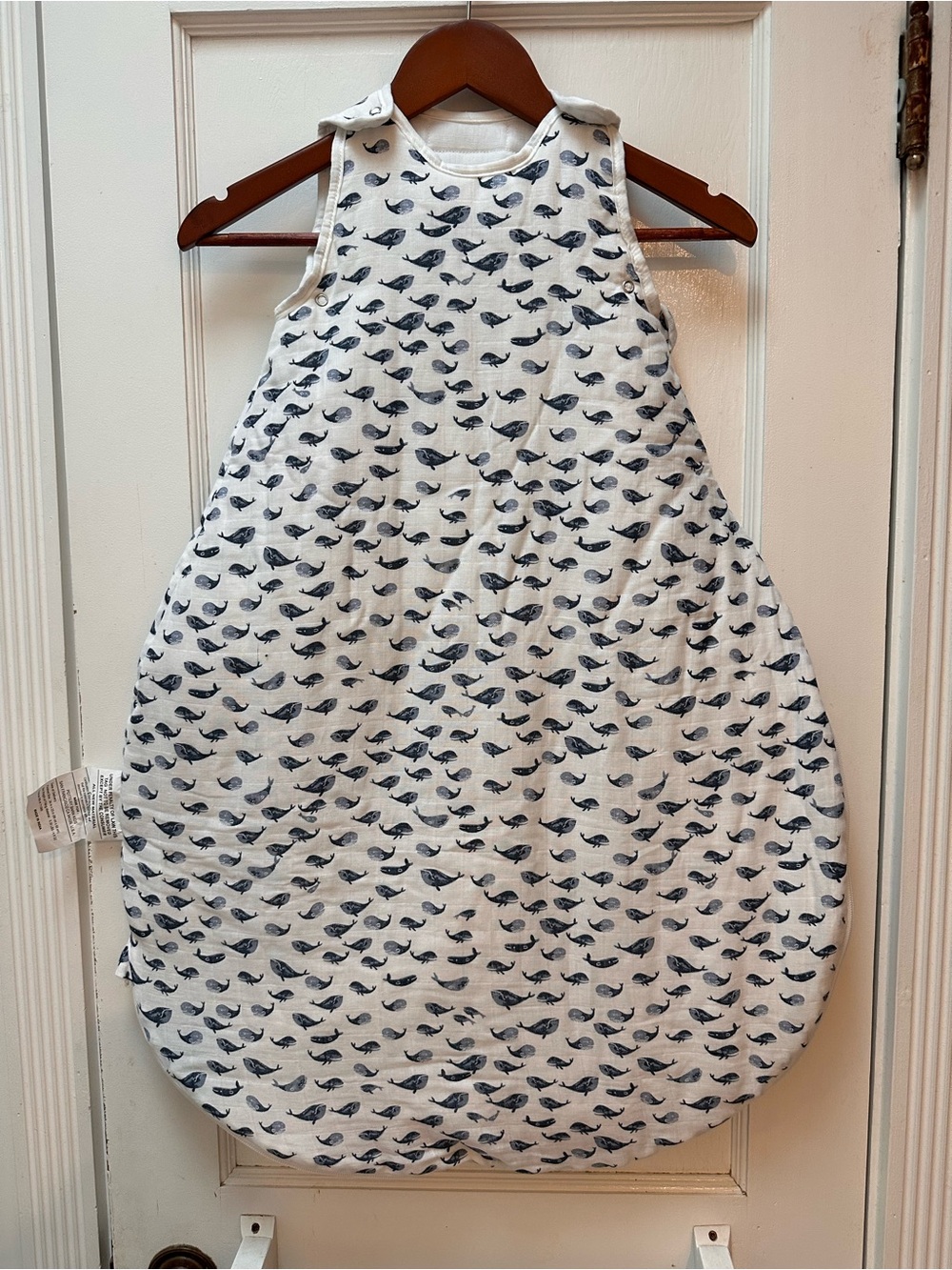 NWOT Pottery Barn Kids White and Navy Whale Print Sleeping Sack